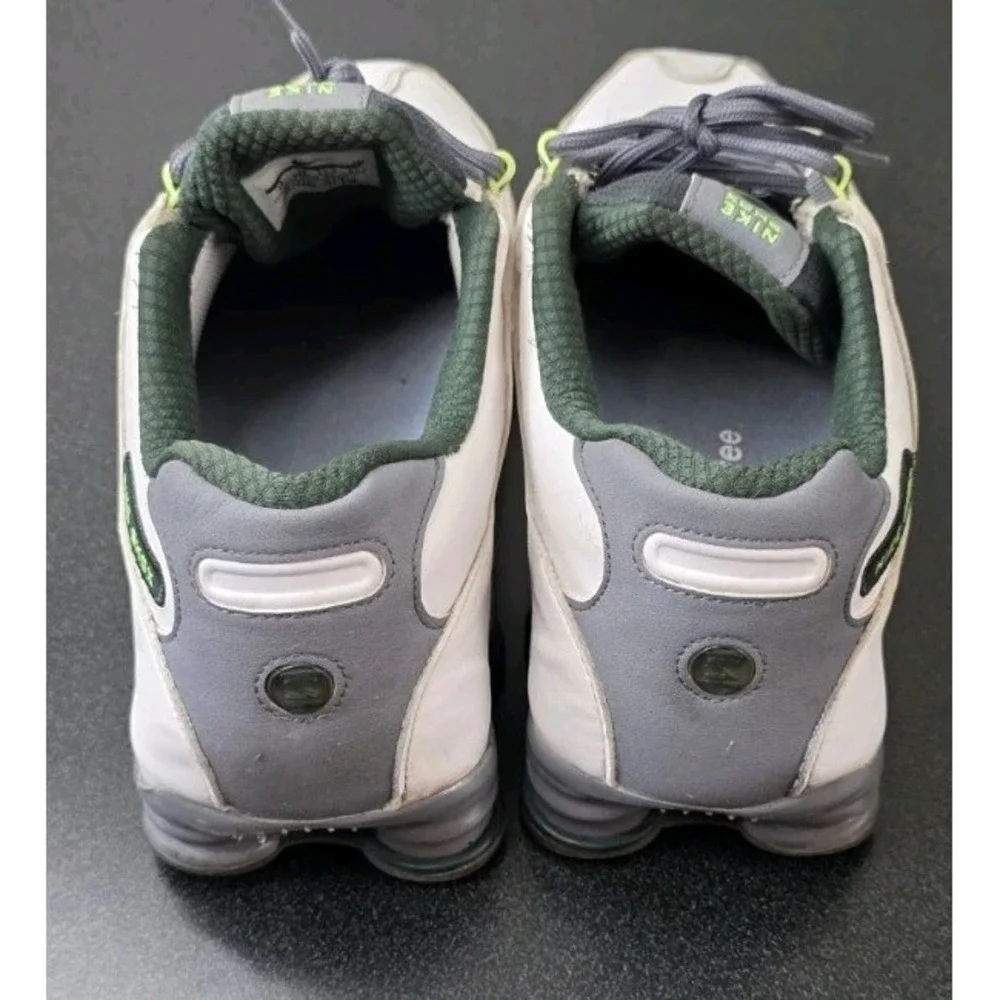 Nike Shox NZ SE Men 13 White Gray Green Tennis Sneaker Shoe Active Run Sport